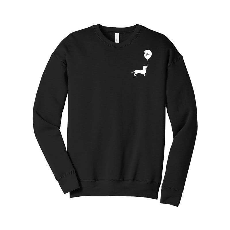 Image of Jacqueline Evans Dachshund Balloon Logo CoolWick Black Fleece Sweatshirt