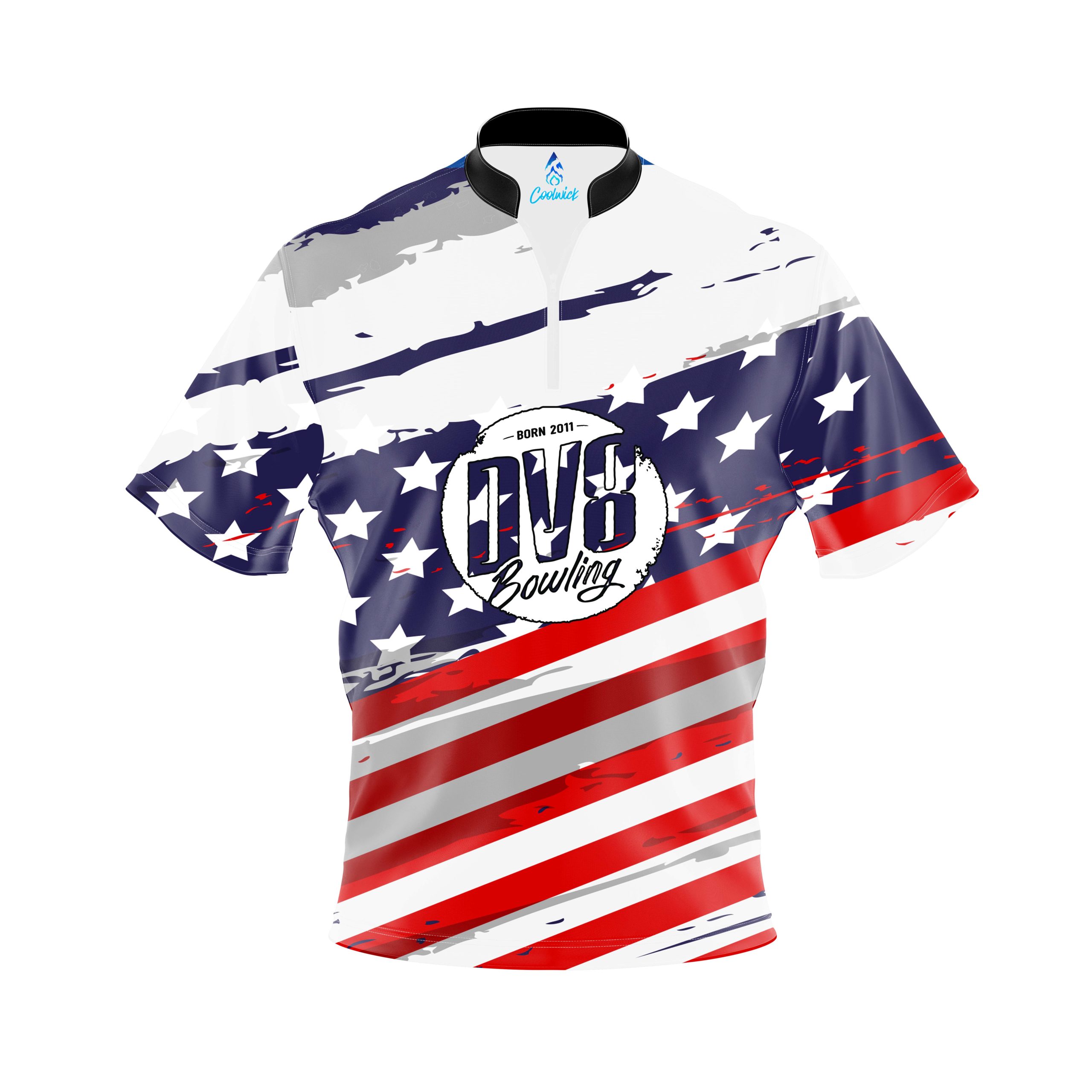 Image of DV8 All American Quick Ship CoolWick Sash Zip Bowling Jersey