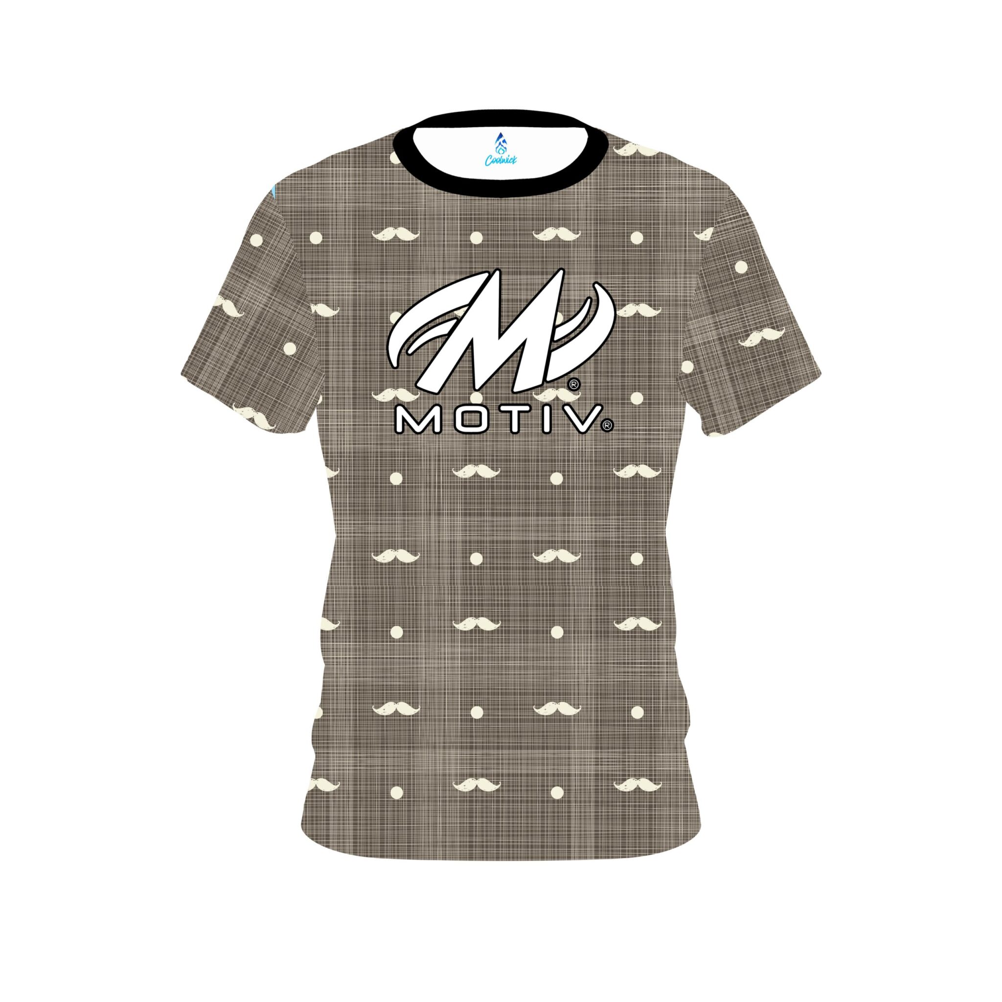 Image of Motiv Brown Plaid Mustache CoolWick Bowling Jersey