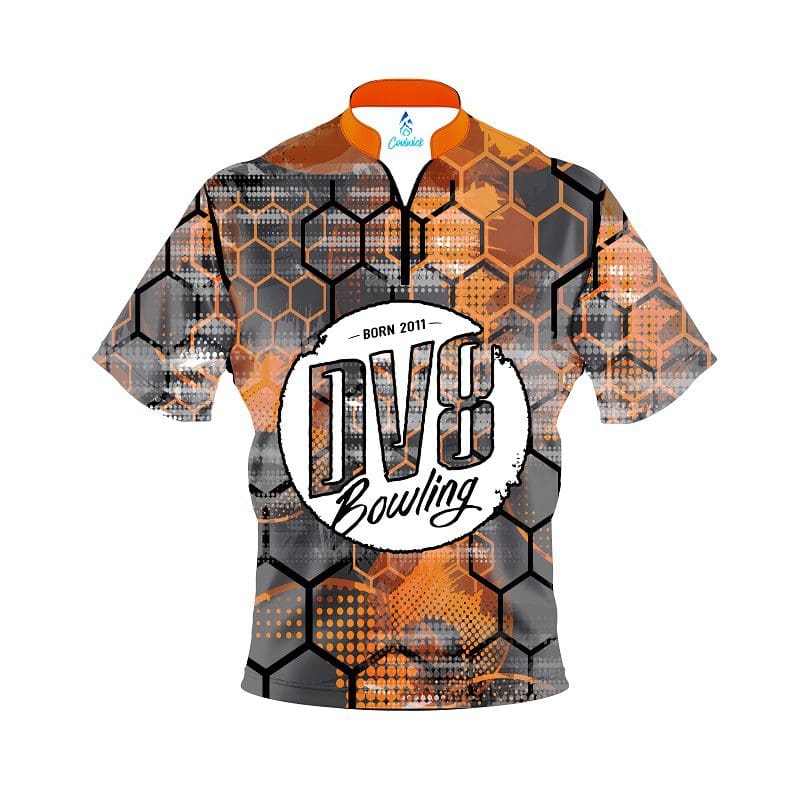 Image of DV8 Fire Honeycomb Quick Ship CoolWick Sash Zip Bowling Jersey