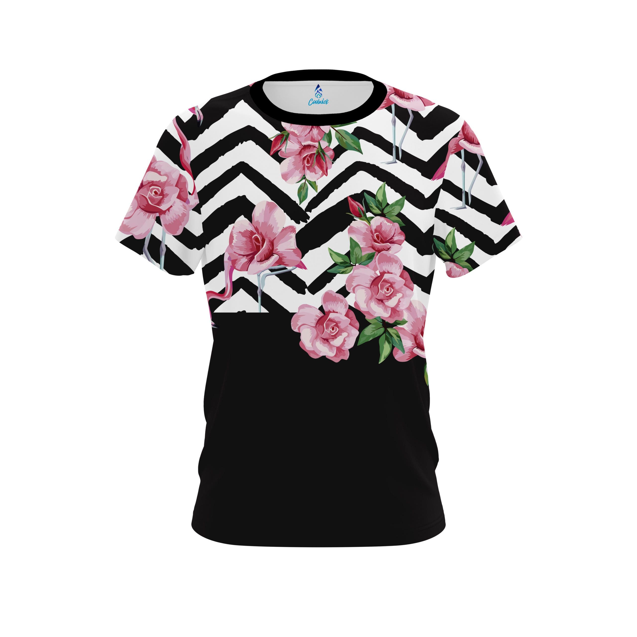 Image of Black Friday 2022 Natalie's Flowers and Flamingos Coolwick Bowling Jersey