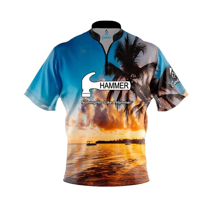 Image of Hammer Sunset Palm Trees Fast Track CoolWick Bowling Jersey