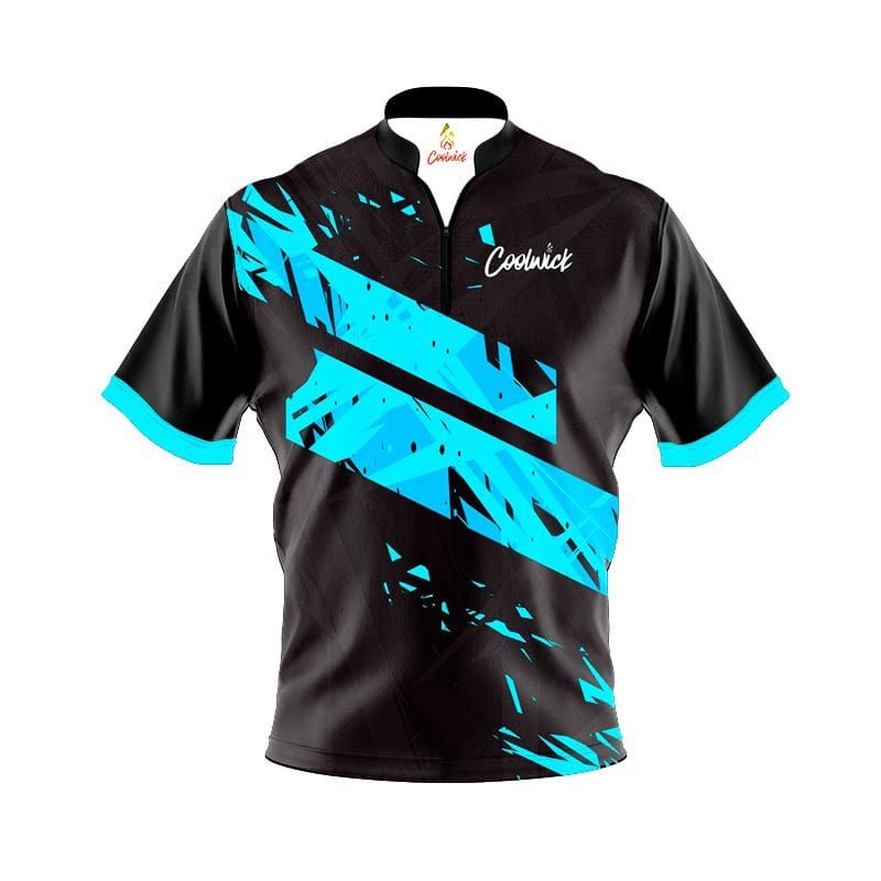 CoolWick Elite Black Aqua Duel Sash Zip Jersey - Coolwick Bowling