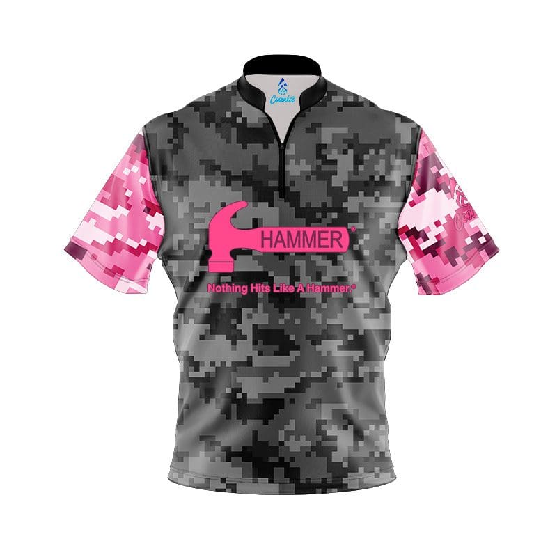 Hammer Grey Pink Digital Camo Fast Track CoolWick Bowling Jersey - red/OSFA